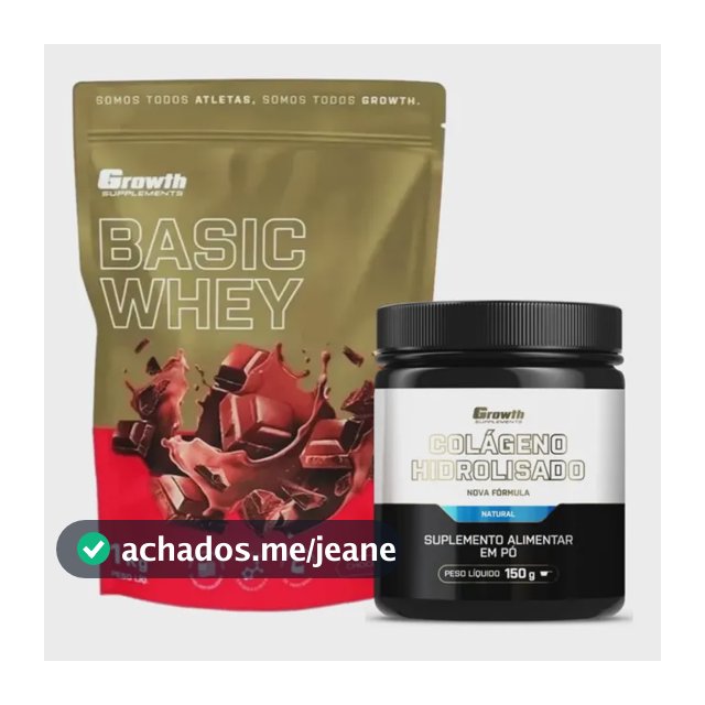 Kit Whey Protein Basic 1kg Chocolate + Colágeno Em Pó 150g Natural Growth