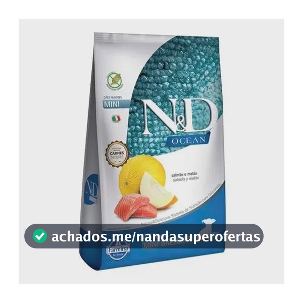 Ração N&D Ocean cão filhote raça mini sabor Salmão E Melão de 2.5 kg