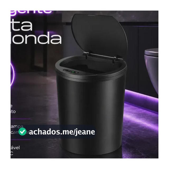 Lixeira Inteligente Smart 16l Automática Recarregável Preto Sensor Banheiro E Cozinha Moderna