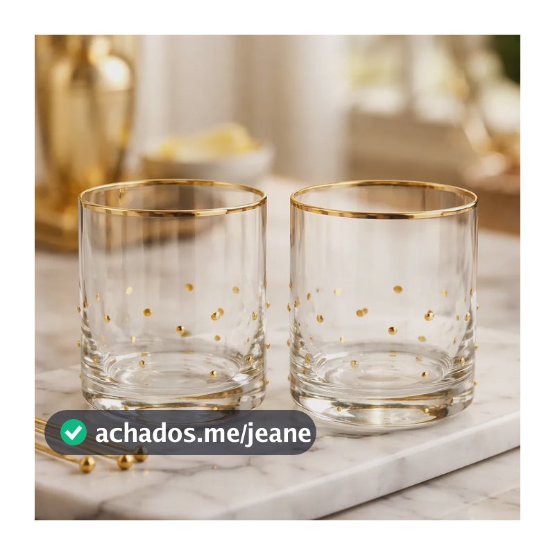 Kit 2 Copos Baixos 320ml Vidro Borossilicato Premium Poá Transparente