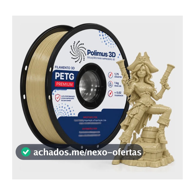 Filamento De Impressora 3D PETG Cor BEGE 1kg Polimus 3D Brilho Premium Para Imprimir Peças 3D Impressão 3D Modelagem Miniaturas Enfeites e Projetos