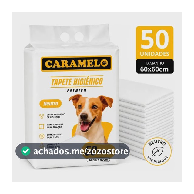 Tapete Higiênico Caramelo 60x60cm 50 Unidades