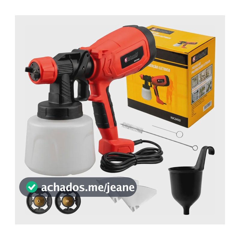 Pistola De Pintura Elétrica 900w Profissional 1400ml 2 Bicos Vermelho 110v