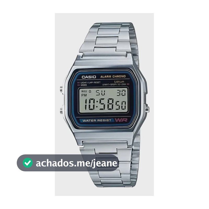 Relógio Unissex Casio Digital Esportivo A158wa-1df Prata Retrô Vintage Pulseira em Aço Inoxidável