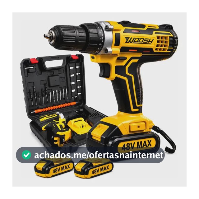 Parafusadeira Furadeira Impacto Sem Fio 2 Baterias Recarregável 48v Bivolt Velocidade Ajustavel Com Travas Mandril Resistente Woosh