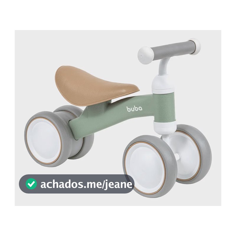 Bicicleta De Equilíbrio 4 Rodas Buba Retro Sem Pedal Verde .