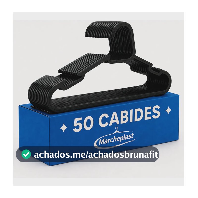 Kit 50 Cabide Adulto Preto Organizador Roupa Reforçado