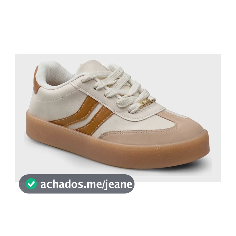Tênis Feminino Casual Confortável Vizzano Retrô Versátil Off-white/bege/camel Liso 37