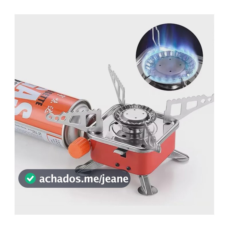 Mini Fogareiro Á Gás Portátil Camping E Viagem 1 Boca Inox A