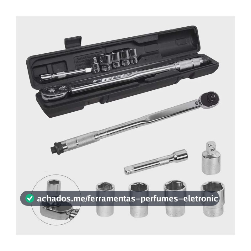 Torquimetro De Estalo 1/2 Pol 28-210nm Cr-mo Reversível 8pcs
