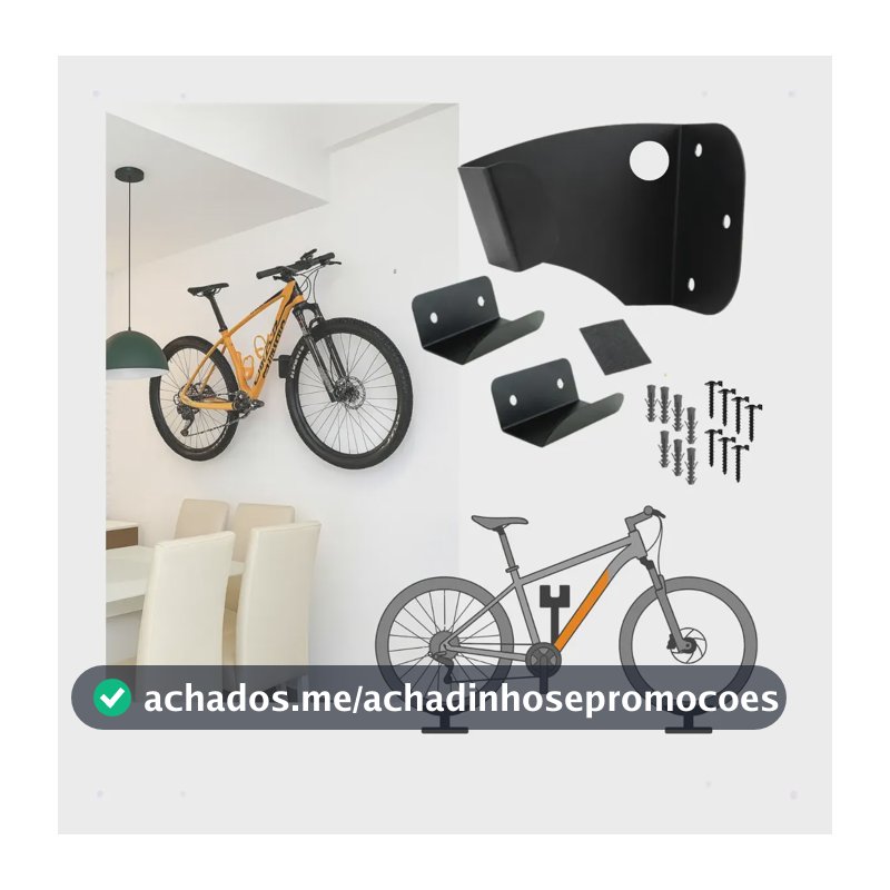 Suporte Bike Parede Horizontal Mtb Speed Reforçado Furação Para Cadeado Preto