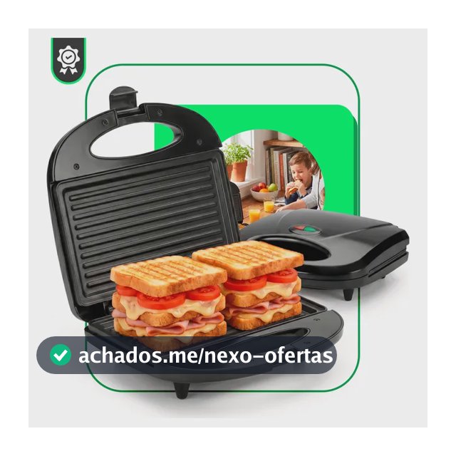 Sanduicheira Elétrica Grill 750w Antiaderente Termostato Aut Preto 127v