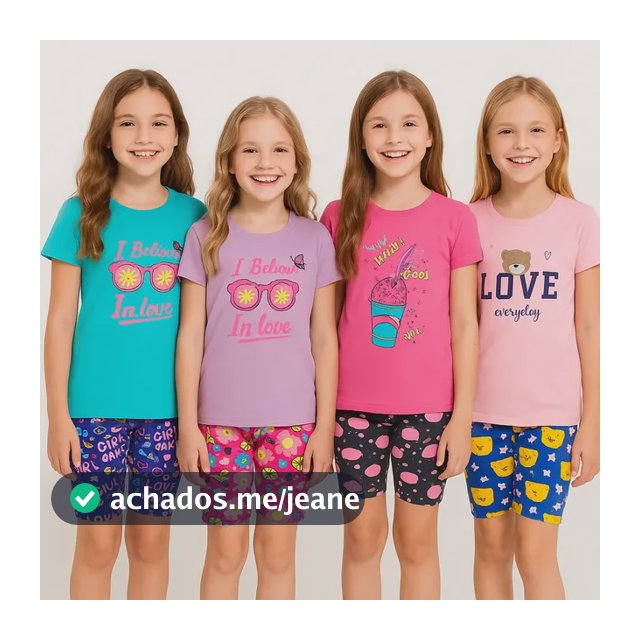 Kit 6 Peças Infantil E Juvenil Menina Conjunto Verão Algodão