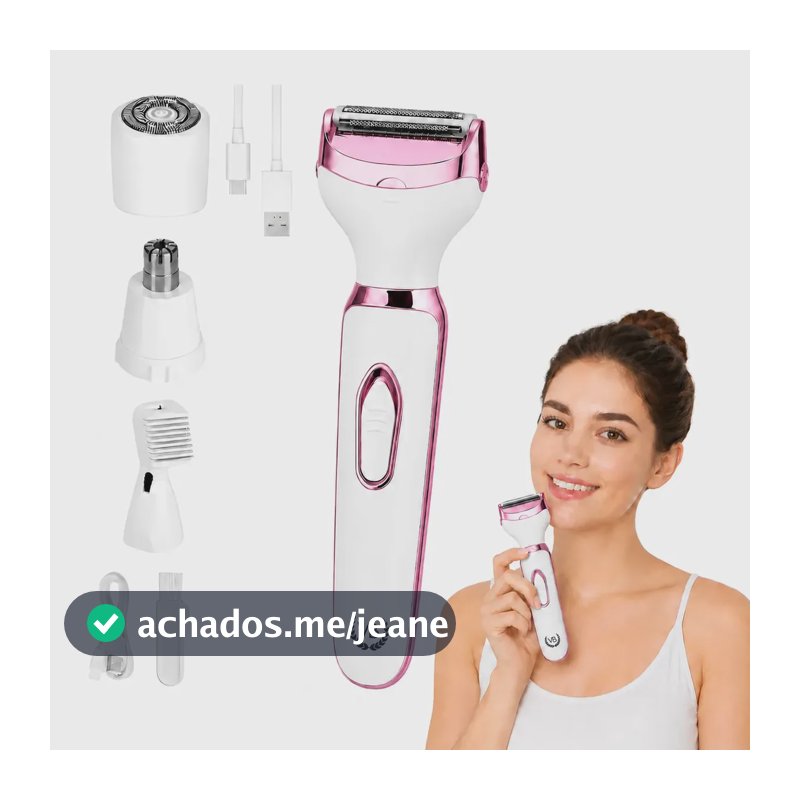 Depilador Elétrico Feminino e Masculino Indolor 4 Em 1 Corporal Recarregável USB Aparador Íntimo Removedor de Pelos Facial Nariz Orelha Sobrancelha Sem Dor Portátil Multifuncional VETKA BEAUTY