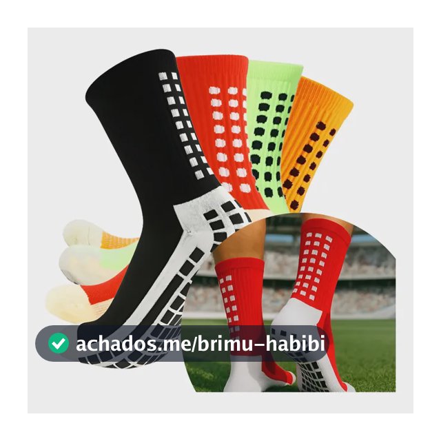 Kit 4 Pares Meia  Antiderrapante Esportiva Futebol Treino Preto/ Vermelho/verde / Laranja Tamanho Unico