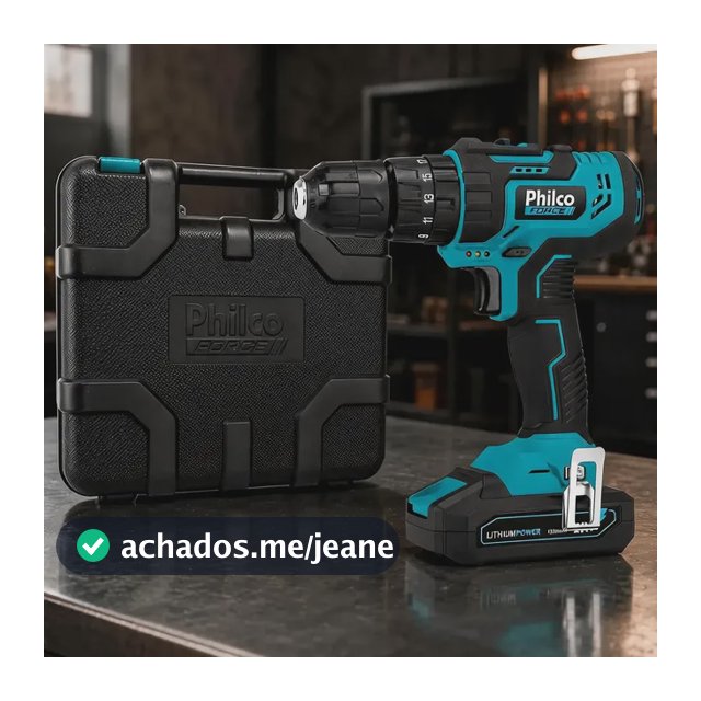 Parafusadeira Furadeira A Bateria 21v 10mm Philco Com Maleta Azul-petróleo 127/220v