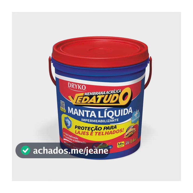 Manta Líquida Dryko Veda Tudo 3,6kg Impermeabilizante Branca Acrílica