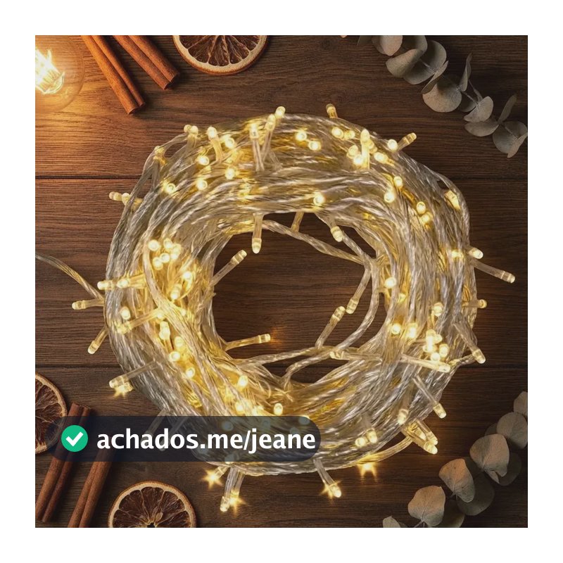 Cordão Pisca Pisca Lph 10m 100 Leds Fio Transparente 8 Funções P/ Árvore Natal Luz Decoração Cor Das Luzes Branco Quente 110