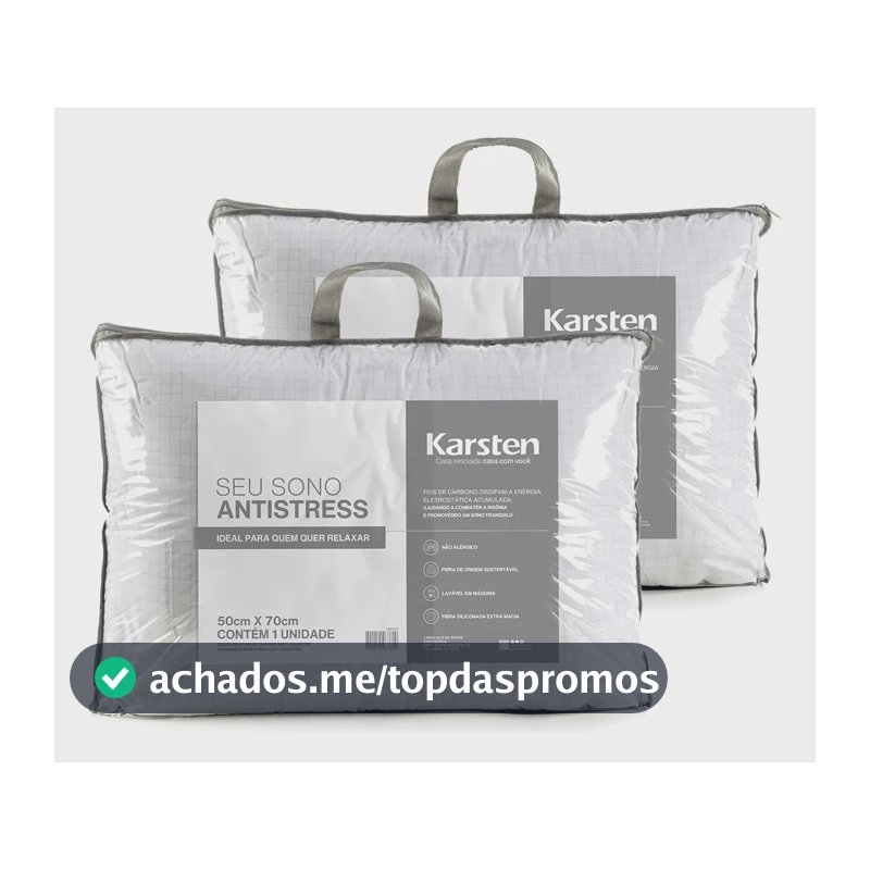 Karsten Kit 2 Peças Travesseiro Seu Sono Revigorante Suporte firme Percal 180 Fios