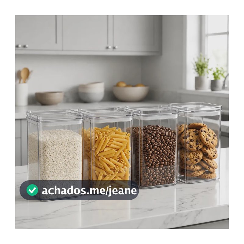 Kit 4 Potes Herméticos 1 Litro Porta Mantimentos De Cozinha Trasnparente