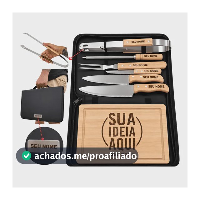 Kit Churrasco Personalizado Tábua Faca Garfo Nome Time Logo