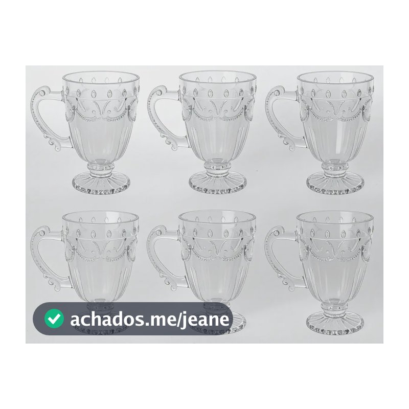Conjunto Com 6 Xícaras De Cristal Para Cappucino 190ml Milão