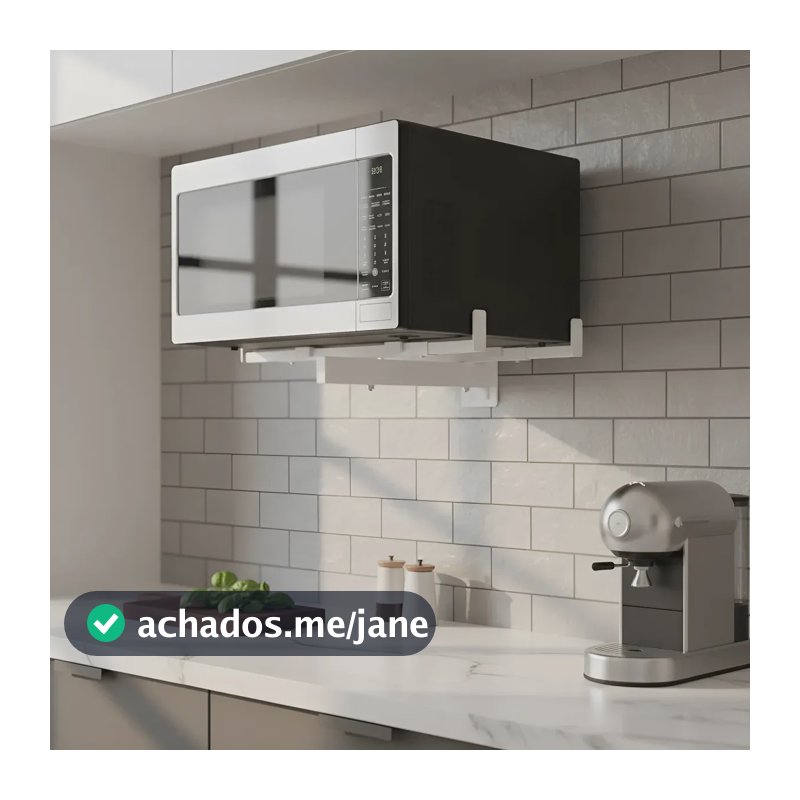 Suporte Para Micro-ondas e forno elétrico Regulável De Parede Branco Aço Carbono 40kg Dion Df1