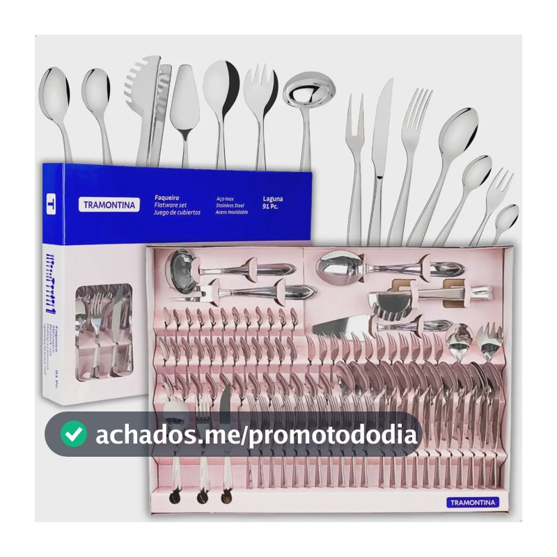 Faqueiro Tramontina Laguna Inox Facas De Churrasco 91 Peças Cor Prateado