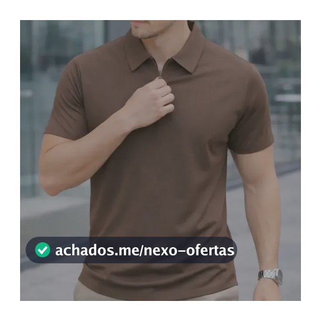 Camisa Polo Zíper Masculina Slim Fit Tecnológica Marrom Liso P