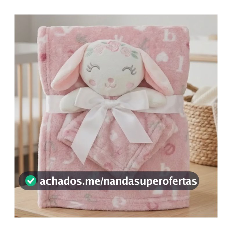 Kit Manta Naninha Bebê Pelúcia Infantil Bichinho Bene Casa Coelhinha Coral