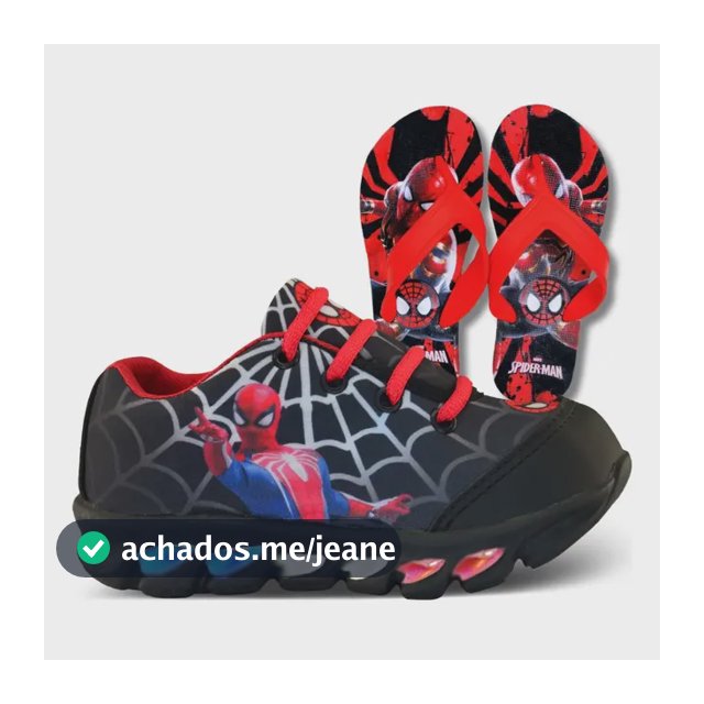 Tênis Infantil Led Homem Aranha Personagem Leve + Chinelo