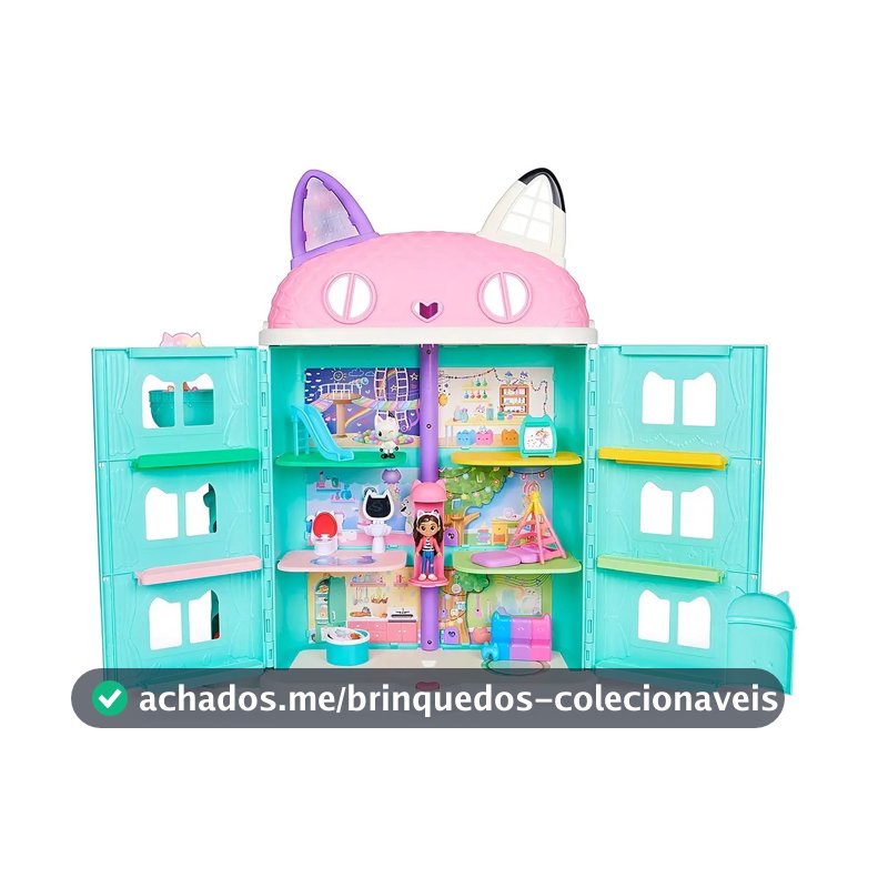 Casinha de Boneca Sunny Gabby’s Dollhouse Azul-Turquesa Com Figura e Sons