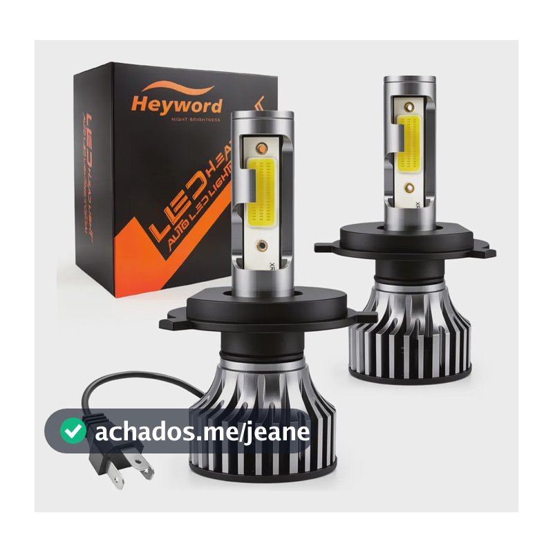 Par Lâmpadas Led Farol H4 H7 H1 H8 H9 H11 100w Canbus 6500k H4 Preto Branco-frio
