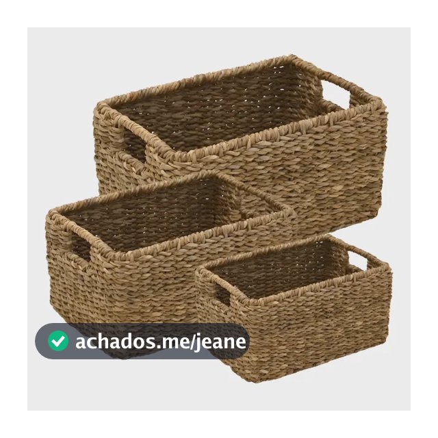 Conjunto De Cestos Cachepot Decoração Quarto Sala Banheiro Cor Conj Cestas C/ Alça