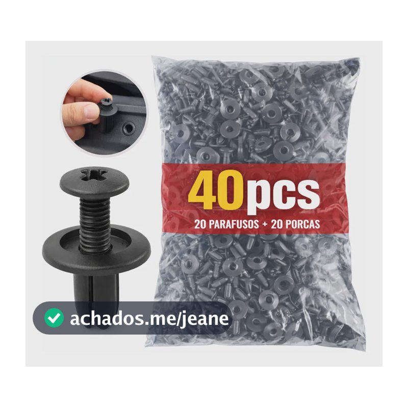 Fixadores Presilha Parafuso Rebite Plástico Carro 40 Peças