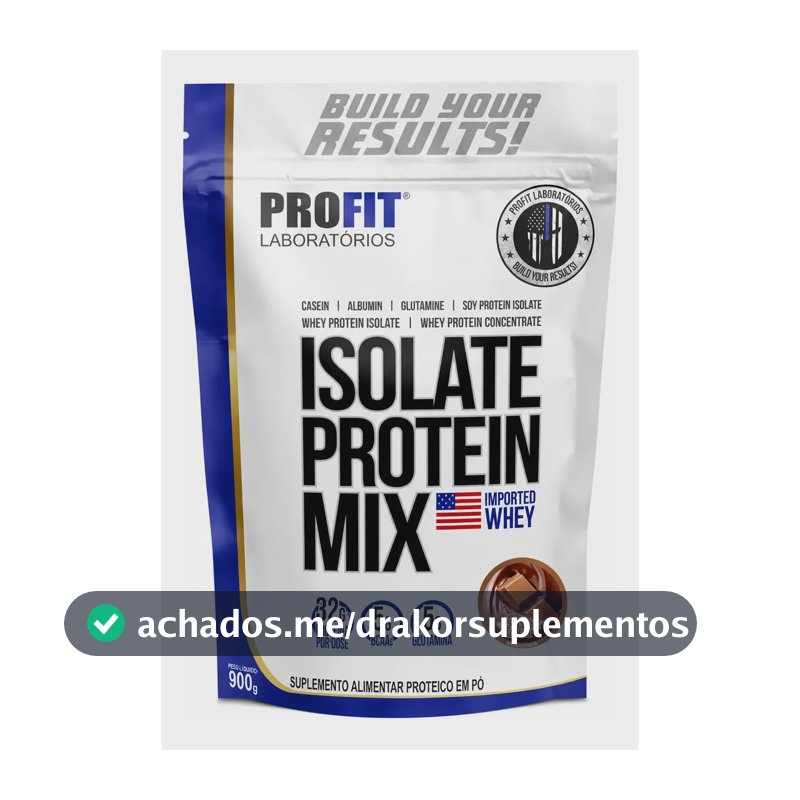 Isolate Protein Mix Whey Isolado Bcaa Glutamina Profit Labs Chocolate Ao Leite 900g
