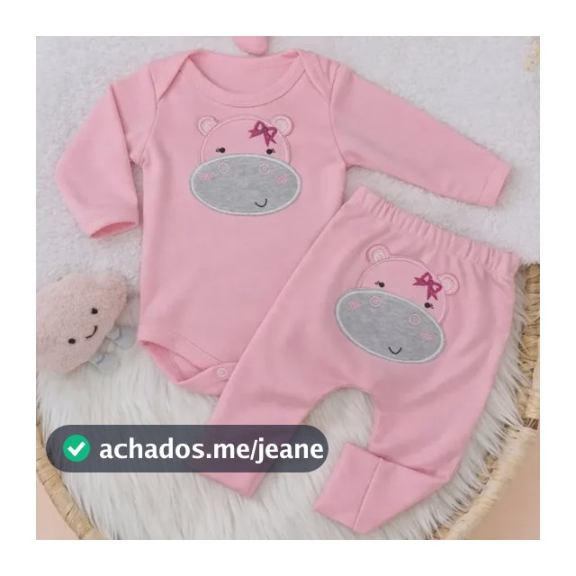 Conjunto Bebê Menina Algodão Body Manga Longa Mijão Bordado