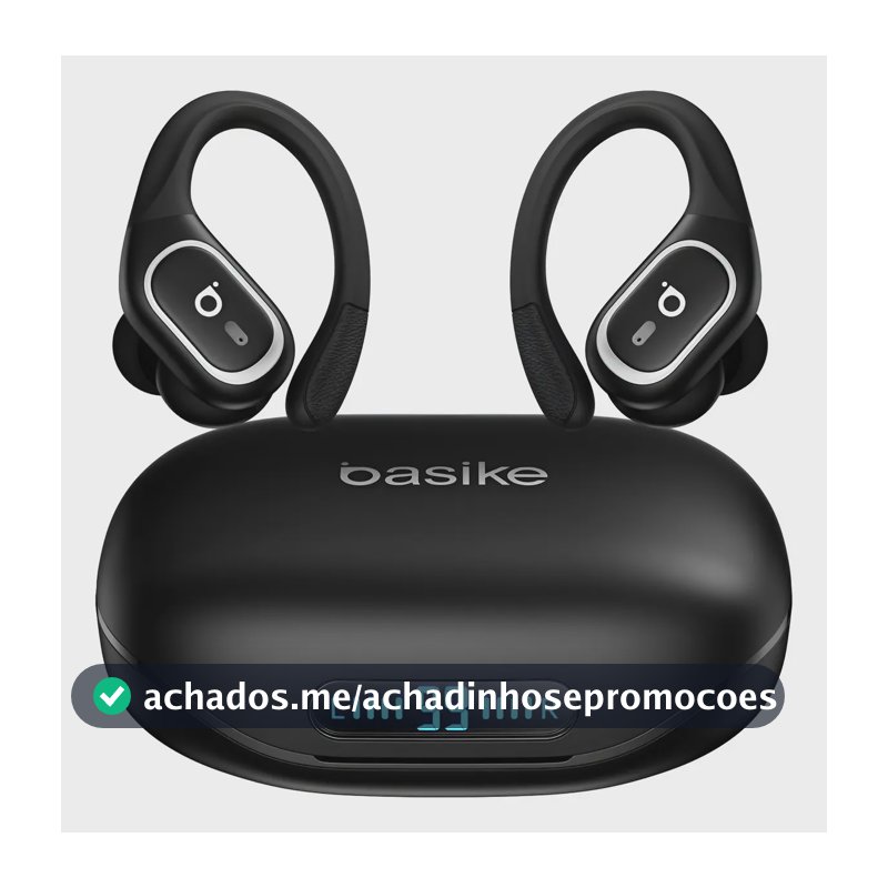Basike Fone De Ouvido Bluetooth 6.0 Esportivo Sem Fio Gancho Intra-auricular,estéreo,Com display Led, Tws, Ipx5, Enc, Suporta Chamadas De Voz, Compatível Android E Ios, Cor Preto