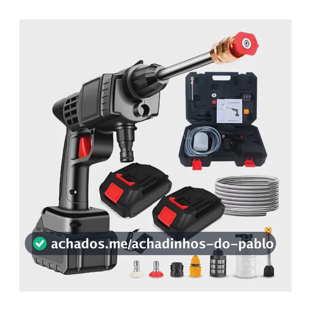 Lavadora Lava Jato Portátil Pressão 2 Baterias + Maleta Preto 127/220v 50 Hz X 60 Hz