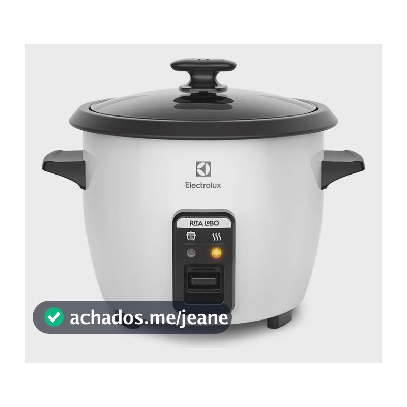Panela Elétrica Electrolux vapor arroz capacidade 1,3L 7 xícaras manter aquecido panela removível antiaderente tampa vidro RCB50 branca por Rita Lobo