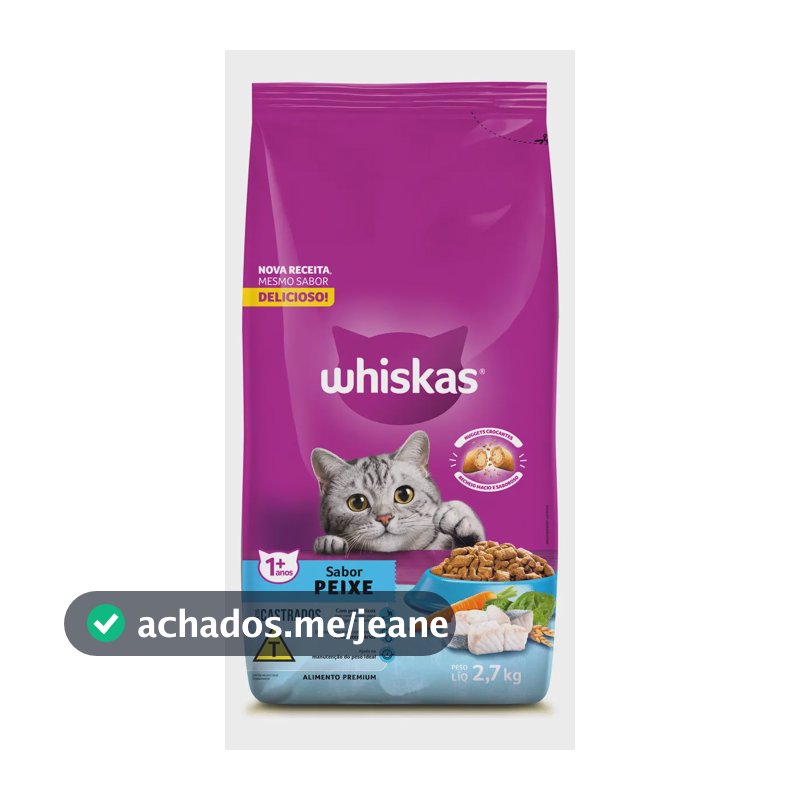Ração Whiskas Peixe Gatos Adultos Castrados 2,7 Kg