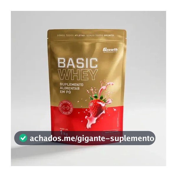 Proteína Growth Supplements Basic Whey Pro em pó sabor Morango x 1kg