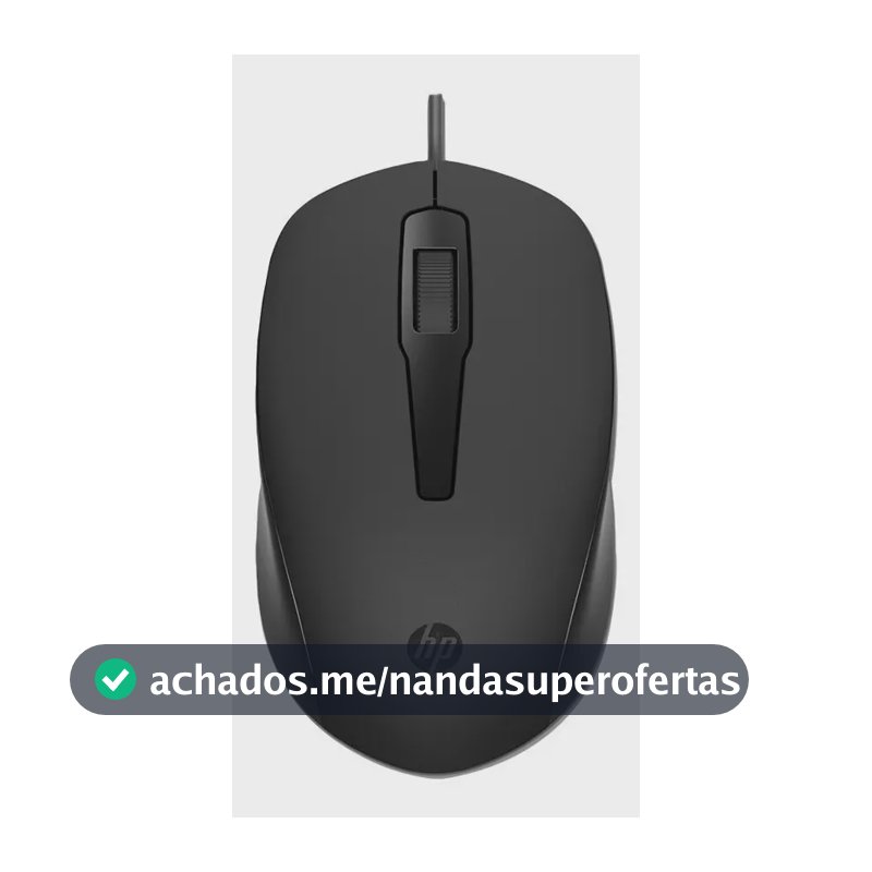 Mouse USB HP 150 - Plug and Play, com Design Elegante, Ambidestro e Ergonômico, Sensor Óptico 1600 DPI, Confortável e Preciso, Compatível com Windows, Cor Preta (240J6AA)