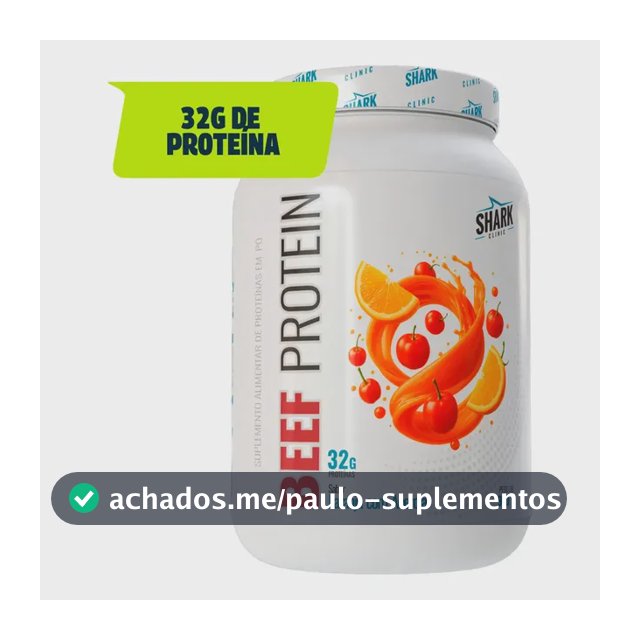 Proteína bovina isolada Shark Pro Whey Beef Zero Lac 900G em pó sabor Laranja com acerola x 900g