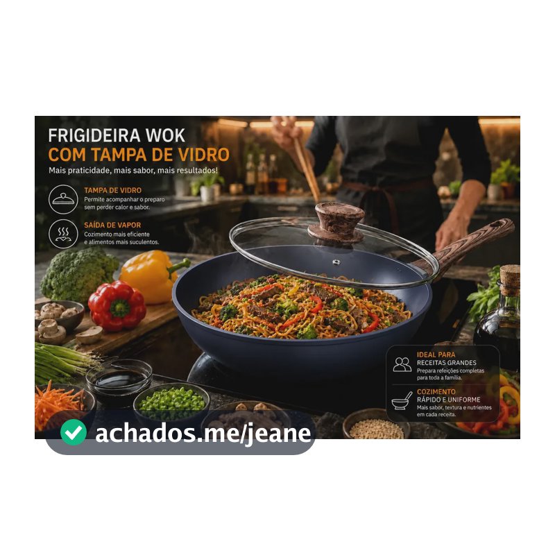 Frigideira Wok Antiaderente Cerâmica 28cm 4L com Tampa de Vidro Indução Gás Elétrico Vitrocerâmico Cook Cerâmica granito azul
