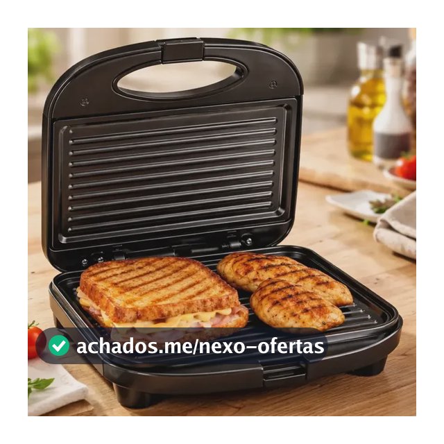 Sanduicheira Elétrica Antiaderente Grill 750w Preto 110/220v Preto 220v