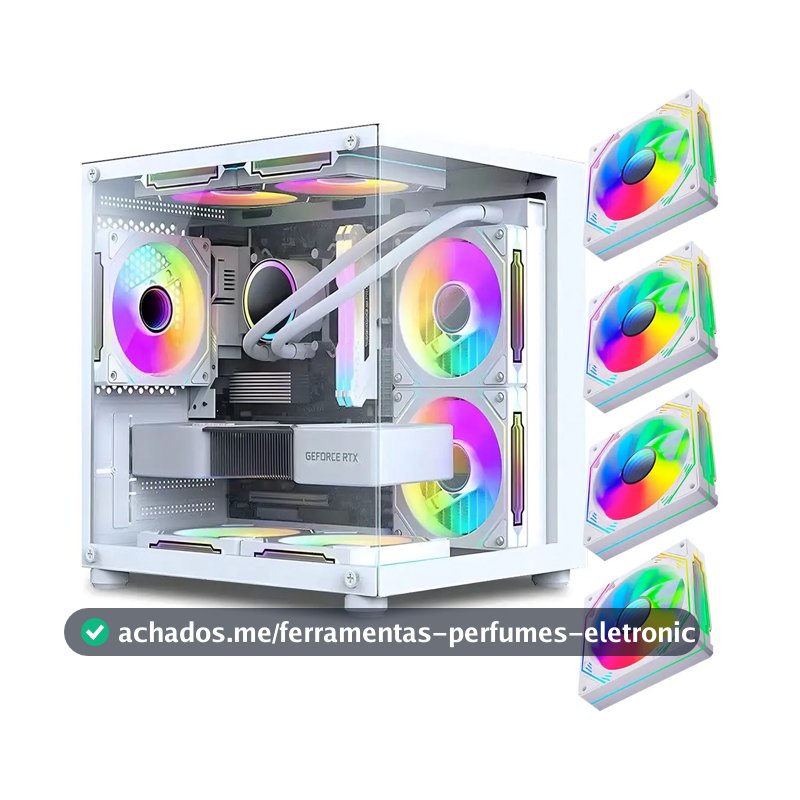 Gabinete Gamer Aquário Em Vidro Com 4 Fans Rgb Gb1797 Cor Branco