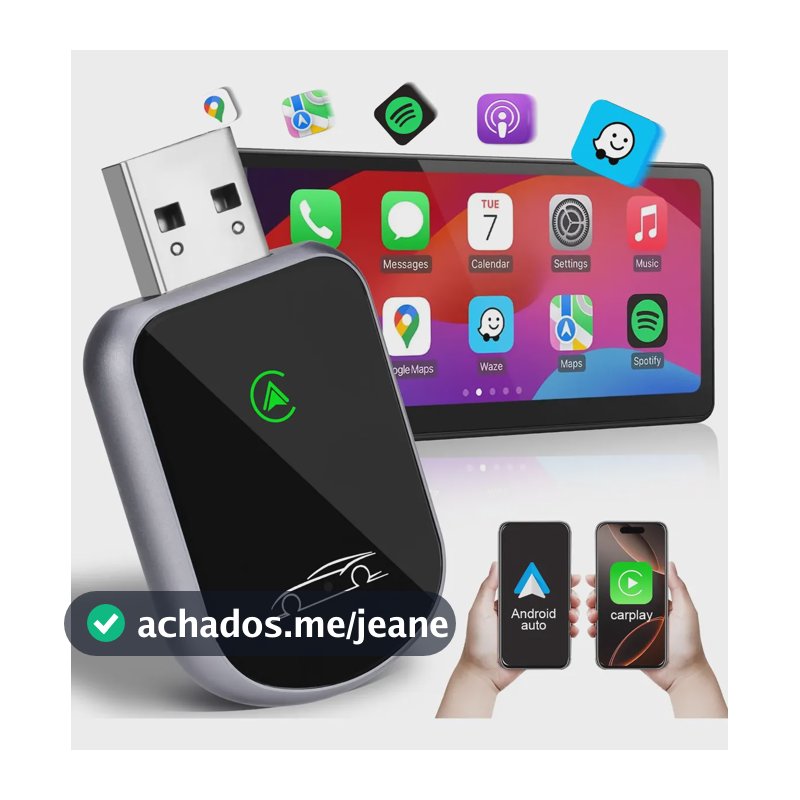 Adaptador Usb Carplay E Android Auto Sem Fio 2em1 Sem Delay