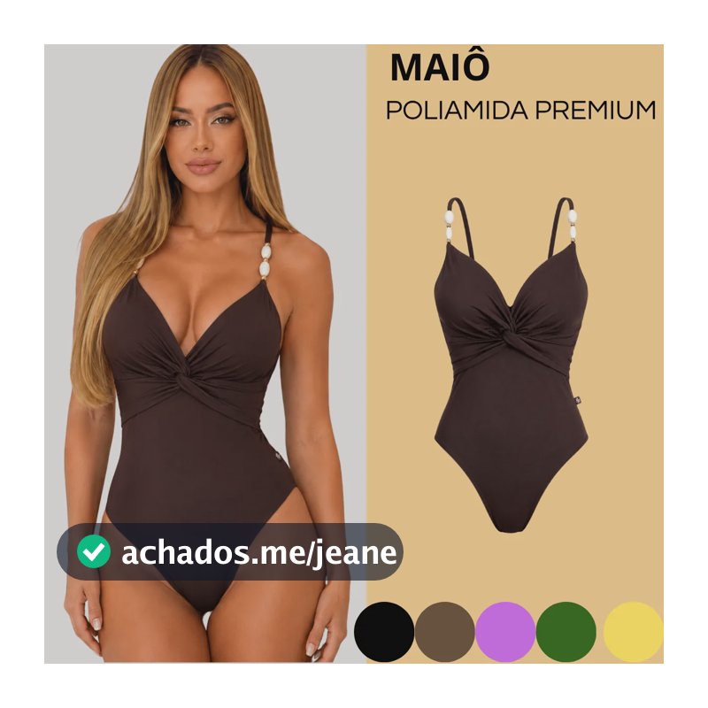 Maiô Feminino Praia Suplex Poliamida Premium Body Comfortáve Marrom Liso G(42)