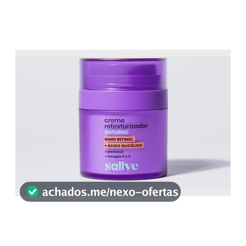 Cuidado Facial Creme Retexturizador Noturno 30g Sallve Noite